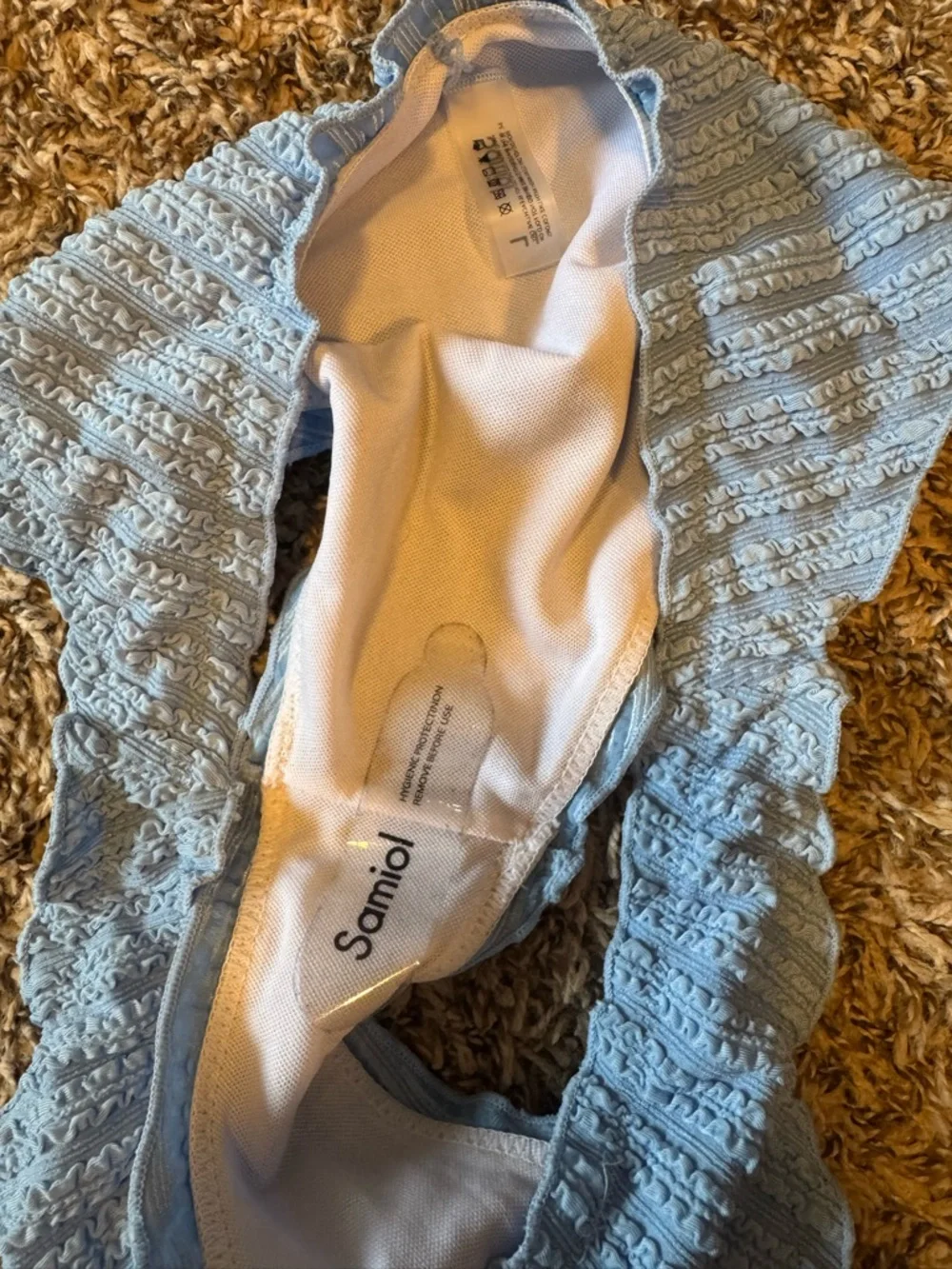 Light Blue Ribbed Two-Piece Tankini Set - Picture 3 of 6